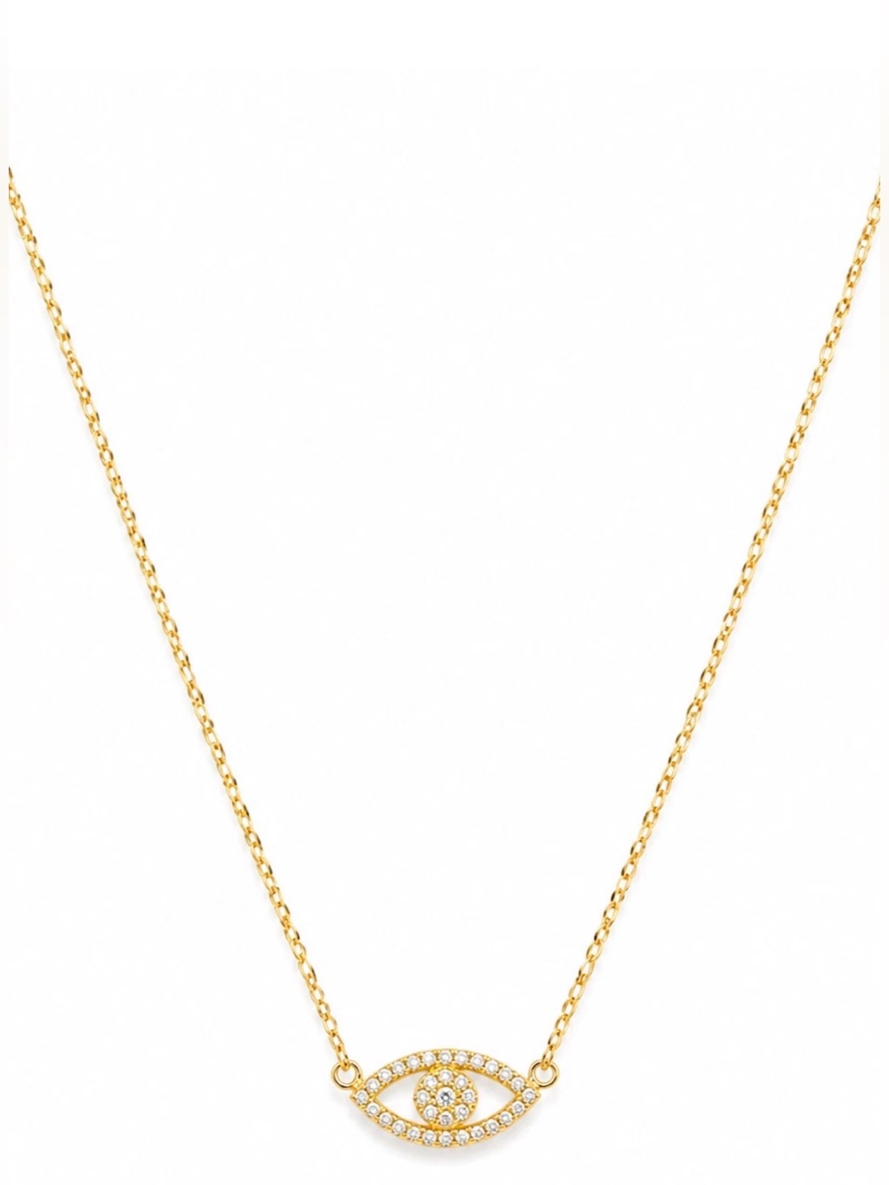 Shashi Evil Eye Necklace Gold Pave Crystal Pendant 18in Chain